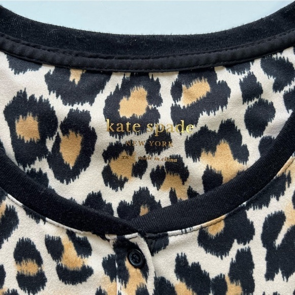 Kate Spade Leopard Print Long Sleeve Nighty Nightgown Sleep Dress Size XS - Picture 6 of 9